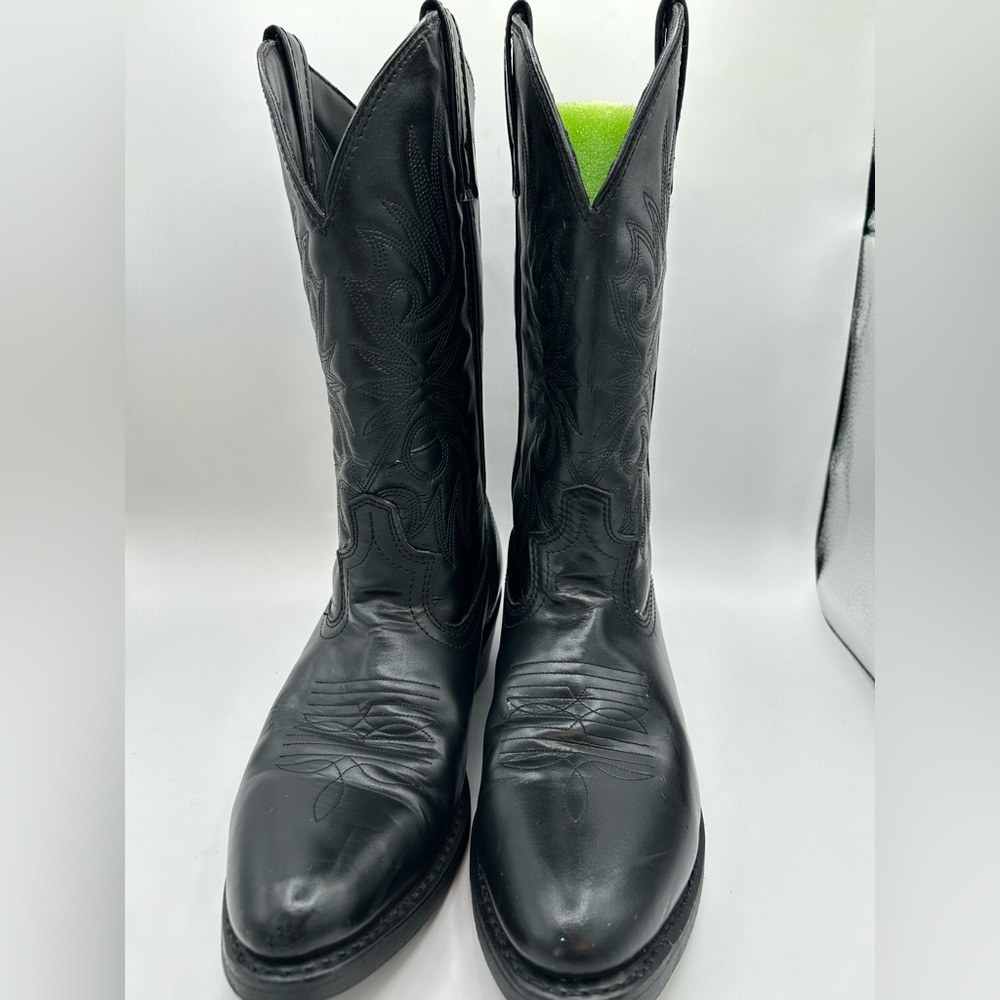 Laredo Boots 4240 Paris Lea Vamp Fox & Front Shaft Cowboy Black Leather Sz 9 - Picture 9 of 13